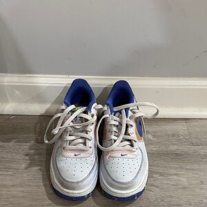 Kids White and Blue Sneakers